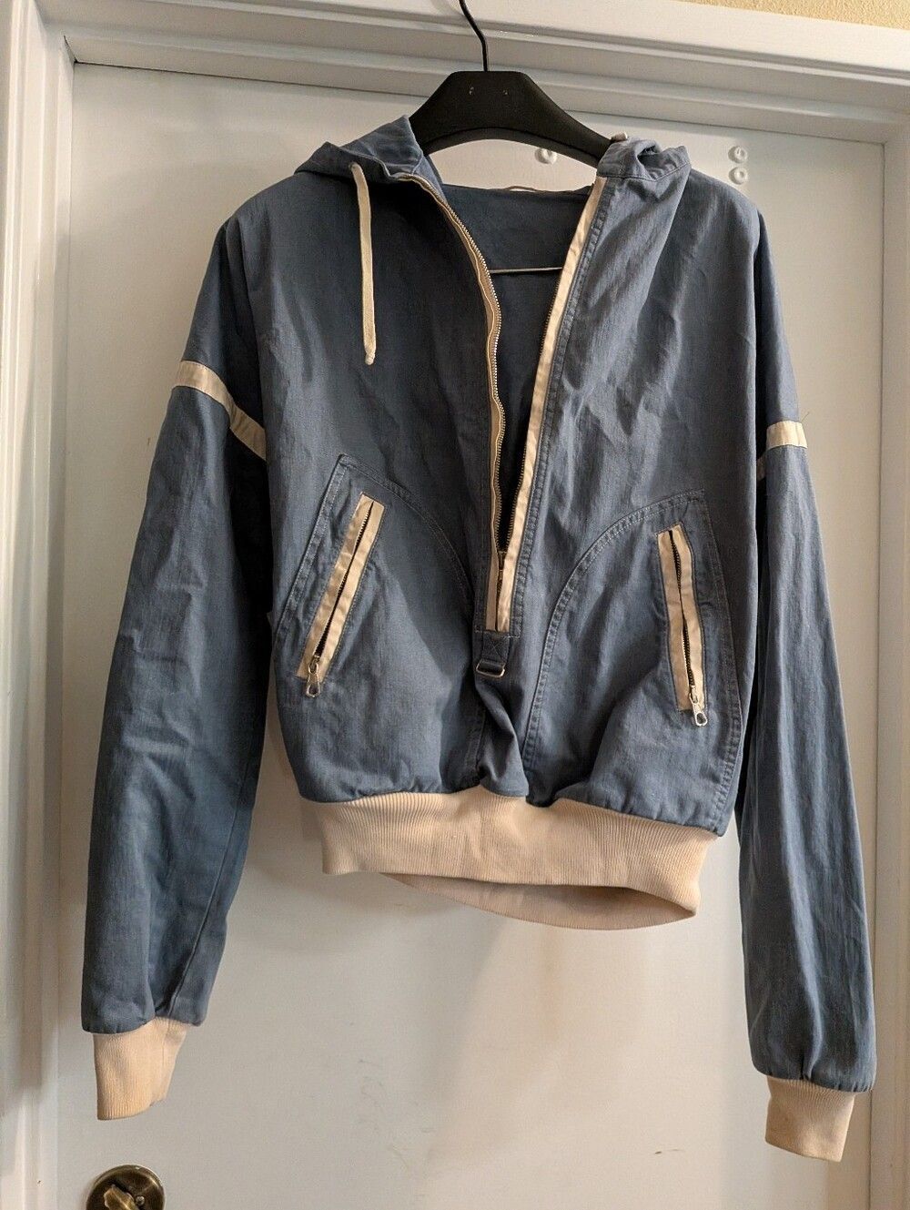 Marc Jacobs Blue Chambray Jacket with Cream Label and Trim Made In Italy Size 42